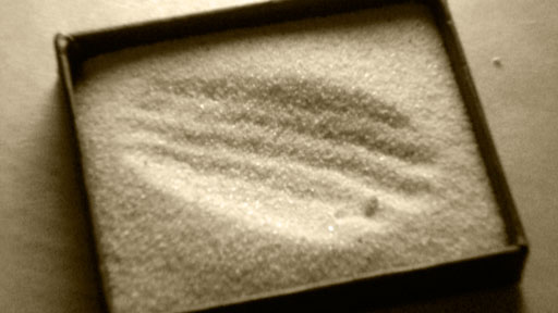 Madeleine-Abdruck im Sand Nr. 1